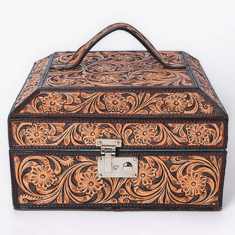 ADBGA523 American Darling Western Leather Hand Tooled Floral Carved Jewelry Case