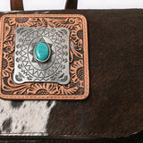 ADBG860A Western Cowhide Leather Backpack with Hand-Tooled Floral Accents & Turquoise Stone Becca by American Darling