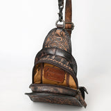 ADBG1542 Hand-Tooled Leather Sling Backpack - Western Crossbody Daypack