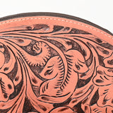 LC-ADBG1233H Hand-Tooled Leather Clutch - Semi-Circle Wristlet with Tassel