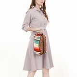 ADBG995 Western Saddle Blanket Toiletry Bag with Tooled Leather Trim American Darling Travel Case