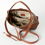 LC-ADBGI162 Western Leather Tote Bag - Tooled Corners with Drawstring Closure