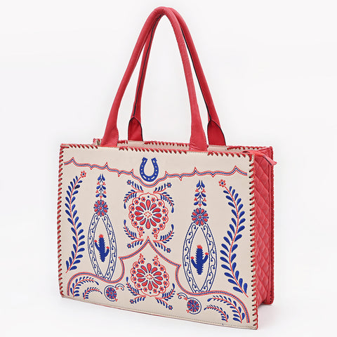 American Darling Embroidered Braided Genuine Leather Western Tote Bag