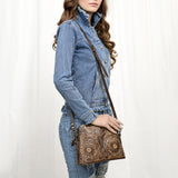 ADBG769 Western Tooled Leather Crossbody with Longhorn Design American Darling