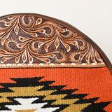 ADBGA486 American Darling Canteen Crossbody Bag Hand-Tooled Leather & Cowhide Western Round Purse