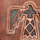 LC-ADBG719 Leather Fringe Crossbody Bag with Tooled Panel