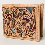 LC-ADBG1236I Hand-Tooled Leather Wallet - Western Floral Bifold Design