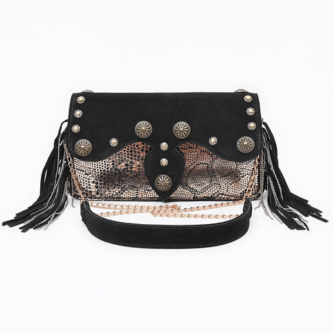 ADBGA875 American Darling Western Suede Leather Cross body Bag with Concho and Fringes