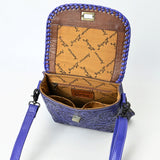 ADBG1496 Hand-Tooled Leather Crossbody Bag - Western Floral with Whipstitch & Turn Lock