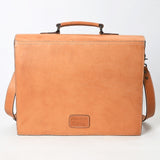 LC-ADBG1395 Classic Tan Leather Briefcase - Western Style Messenger Bag for Men & Women