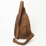 ADBG1146 Cowhide Leather Western Sling Bag with Hand-Tooled Pocket - Eleanor Edition by American Darling