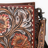 ADBG323 Hand-Tooled Leather Crossbody Bag with Floral Daisies & Fringe Strap | American Darling