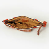 LC-ADBG344 Southwestern Wool Wristlet Clutch with Tribal Pattern and Leather Strap