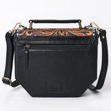 ADBGA703 Western Quilted Leather Crossbody Bag with Hand-Tooled Floral Flap and Top Handle
