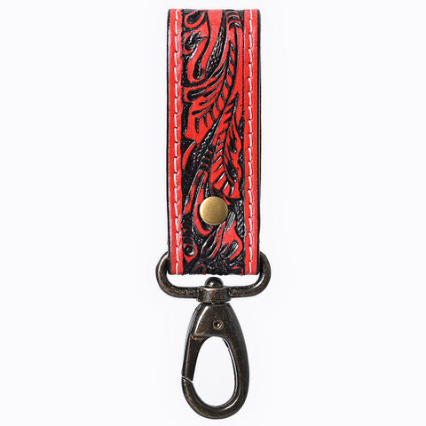 ADKR218E  Hand Tooled Genuine Leather Wristlet Key Ring