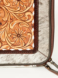 ADBGA225A American Darling Hair-On Cowhide Jewelry Case with Hand-Tooled Leather Panel
