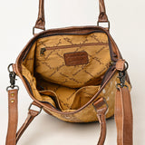 LC-ADBG1230 Hair-On Hide Leather Tote - Brown & White Speckled Western Shoulder Bag