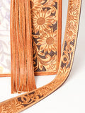 LC-ADBG230 Hand Tooled Leather Tote Bag with Hair-On Cowhide & Hand-Painted Floral Design