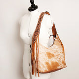 LC-ADBGA216 American Darling Hobo Bag Light Hair-On Hide with Tooled Leather Strap & Fringe