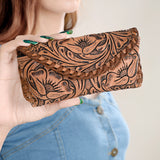 ADBG1203 Hand-Tooled Leather Sunglass Case - Floral Western Design by American Darling
