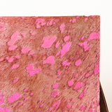 ADBG1295 Pink Acid-Wash Cowhide Leather Clutch - Metallic Hair-On Crossbody with Tassel