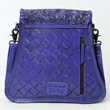 ADBG1496 Hand-Tooled Leather Crossbody Bag - Western Floral with Whipstitch & Turn Lock