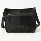 ADBG1579 Black Crocodile Embossed Leather Fringe Crossbody Bag