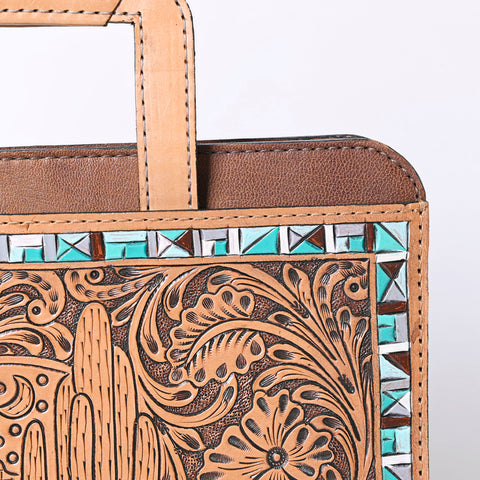 ADBG1194 American Darling Western Hand Tooled Leather Briefcase Bag Genuine Leather