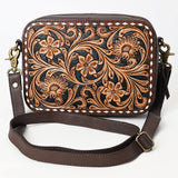 ADBGA599 Genuine Leather Floral Tooled Western Crossbody Bag-Handcrafted