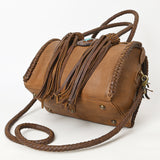LC-ADBGM270H Western Braided Leather Duffel - Deep Saddle Brown with Turquoise Concho