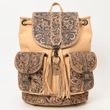 LC-ADBG1306 Hand Tooled Western Leather Backpack - Artisan Floral Cowhide Bag by American Darling