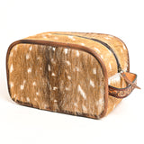 ADBG1254 Hair-On-Hide Leather Toiletry Bag - Spotted Cowhide Dopp Kit