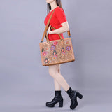 ADBG235 Hand Tooled Floral Leather Tote Bag with Adjustable Shoulder Strap