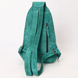 ADBG1573 Suede Sling Bag - Floral Tooled Leather Pocket