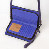 ADBG1717 Suede Leather Wallet Bag with White Western Stitch Embroidery
