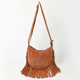 ADBG1625 Suede Fringe Crossbody Bag - Western Embroidered Leather Shoulder Purse
