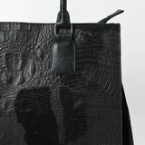 ADBG1561D Black Embossed Croc Leather Tote - Western Structured Handbag