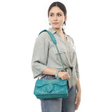 ADBGA692 Western Clutch Crossbody Bag with Cream Embroidery & Chain Strap