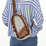 ADBGA592 Hand-Tooled Cowhide Sling Bag-Western Genuine Leather Crossbody for Women