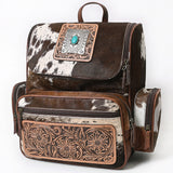 ADBG860A Western Cowhide Leather Backpack with Hand-Tooled Floral Accents & Turquoise Stone Becca by American Darling