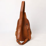 ADBG1568A Hand-Tooled Leather Fringe Sling Bag – Western Floral & Inlay