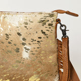 LC-ADBG109 Hair-On Cowhide Leather Crossbody Bag with Fringe-Western Style by American Darling