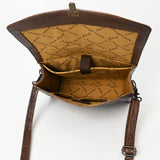 ADBG1437 Handtooled Leather Messenger Bag - Floral Carved Western Satchel