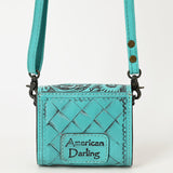 ADBG1444 Hand Tooled Leather Wallet Bag - Western Floral Mini Satchel