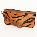 LC-ADBG344 Printed Hair-On Hide Wristlet Clutch with Leather Strap
