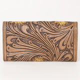 KBG156 WALLET Harness Skirting Leather with Hand Carving Ladies Bag H4.5XW9   KBG156