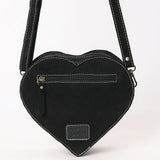 ADBGA688 Suede Heart-Shaped Crossbody Bag with Western Rope Embroidery