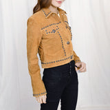 ADJKT043 Genuine Leather Women Shirt Jacket Dress