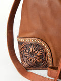 LC-ADBGI162 Western Leather Tote Bag - Tooled Corners with Drawstring Closure