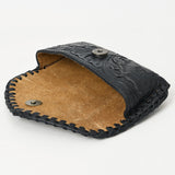 ADBG1203E Black Hand-Tooled Leather Clutch - Floral Carved Western Clutch by American Darling